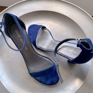 Stuart Weitzman blue suede high heel sandals.  Size 8.5